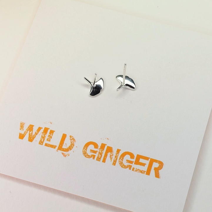 Ginkgo studs in Sterling Silver image 2