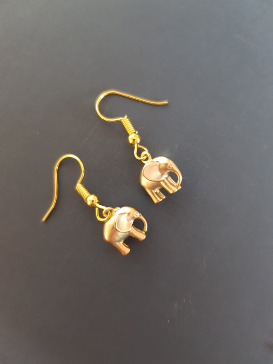 Elephant Earrings - silver or gold image 1