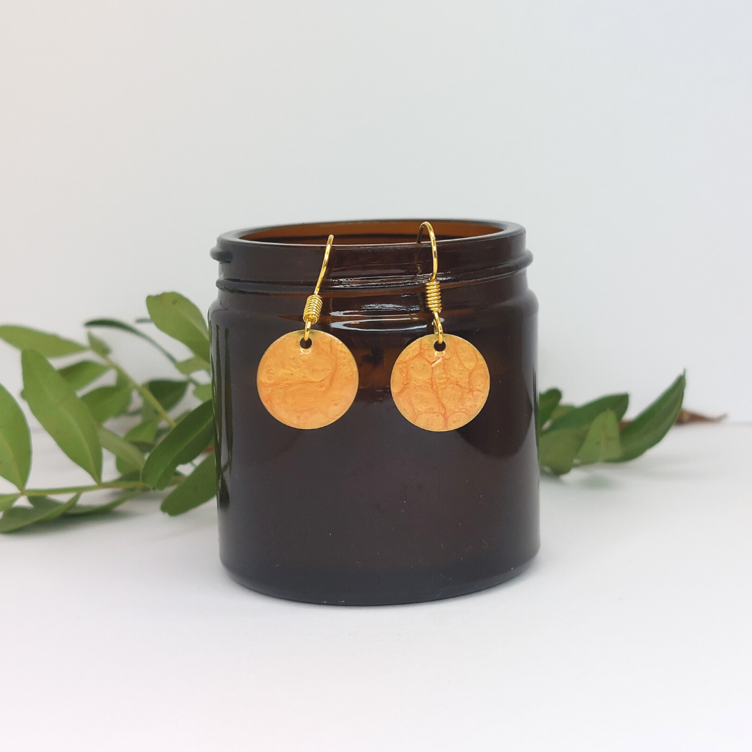 Orange Round Earrings image 0