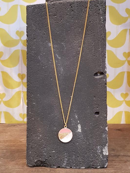 Pink and Pearl Circle Necklace image 1