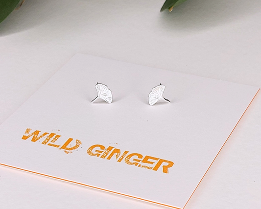 Ginkgo studs in Sterling Silver image 1