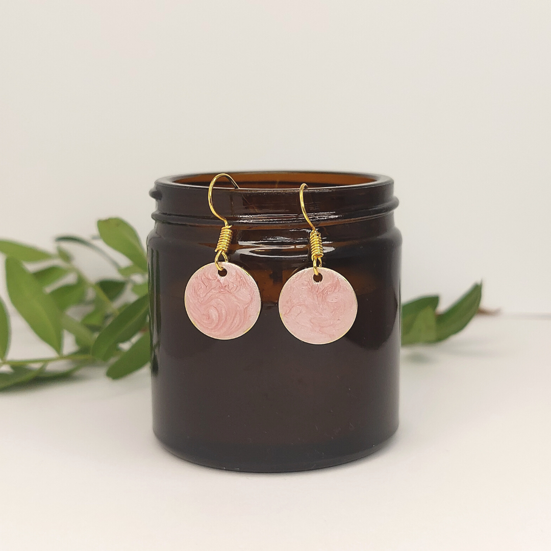Pink Round Earrings image 0