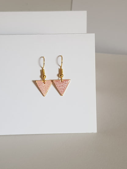 Pink Triangle Drop Earrings - gold or silver image 0