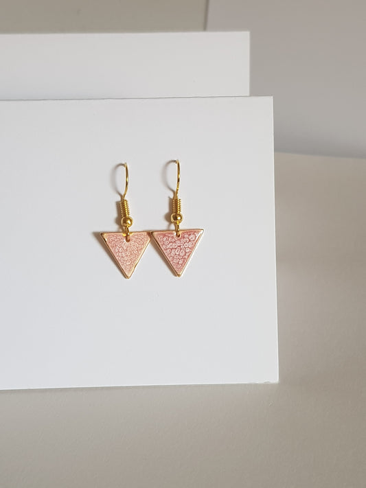 Pink Triangle Drop Earrings - gold or silver image 0