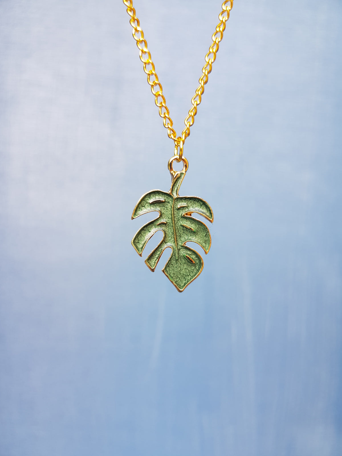 Monstera Enamel Necklace