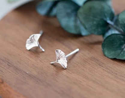 Ginkgo studs in Sterling Silver image 0