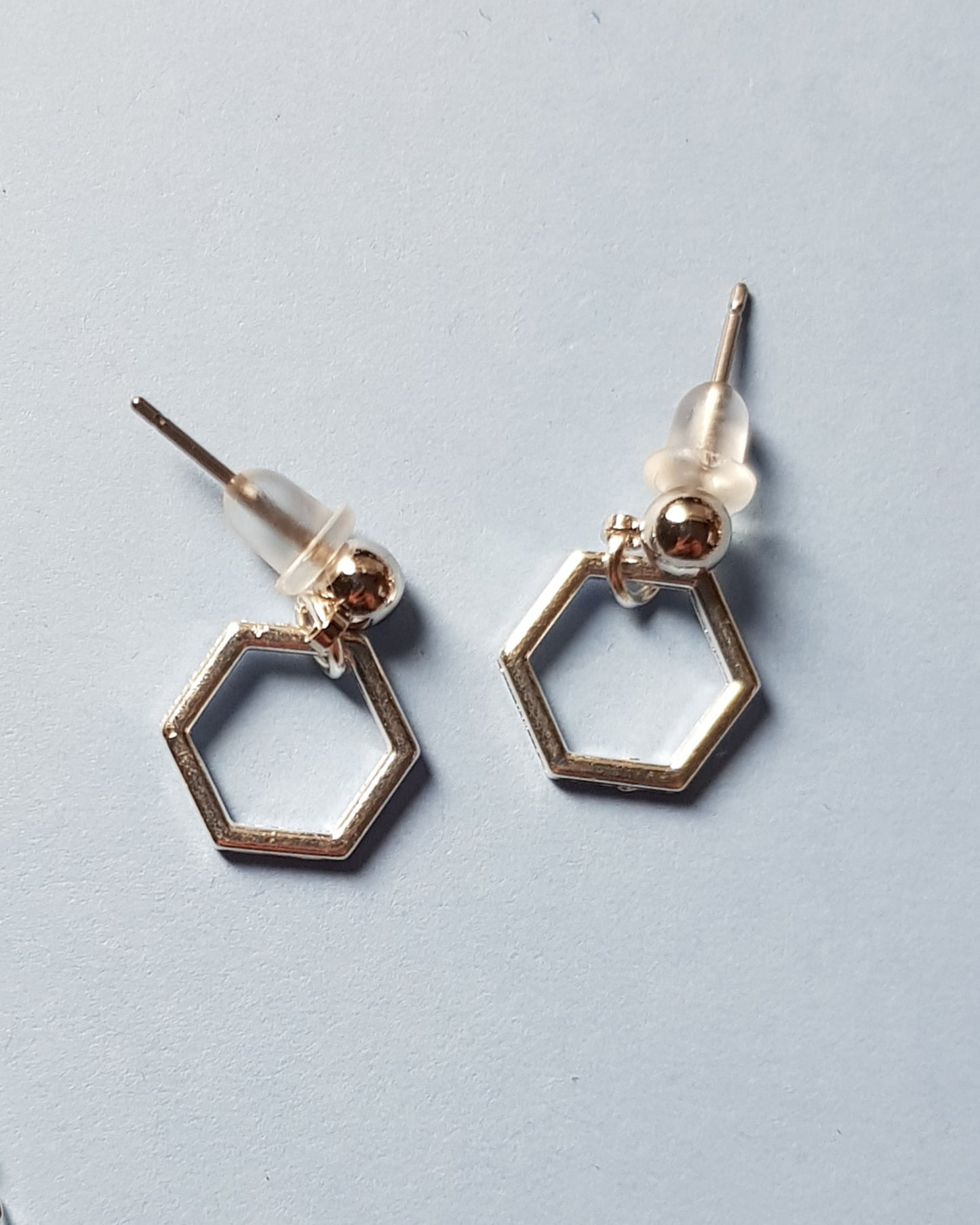 Simple Hexagon Silver Earrings image 0