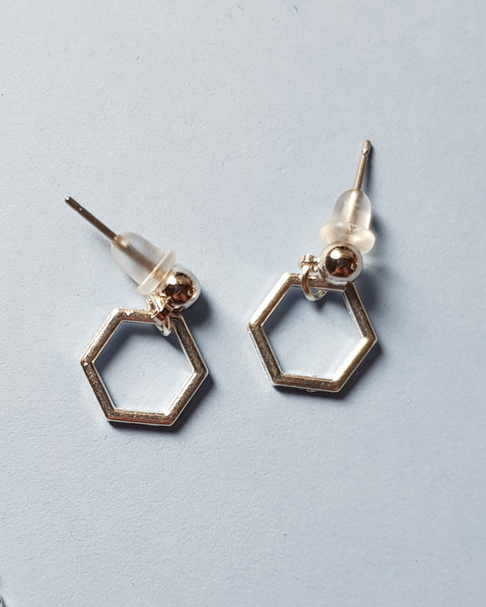 Simple Hexagon Silver Earrings image 0