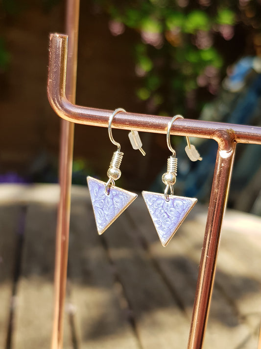Blue Triangle Drop Earrings - silver or gold image 0