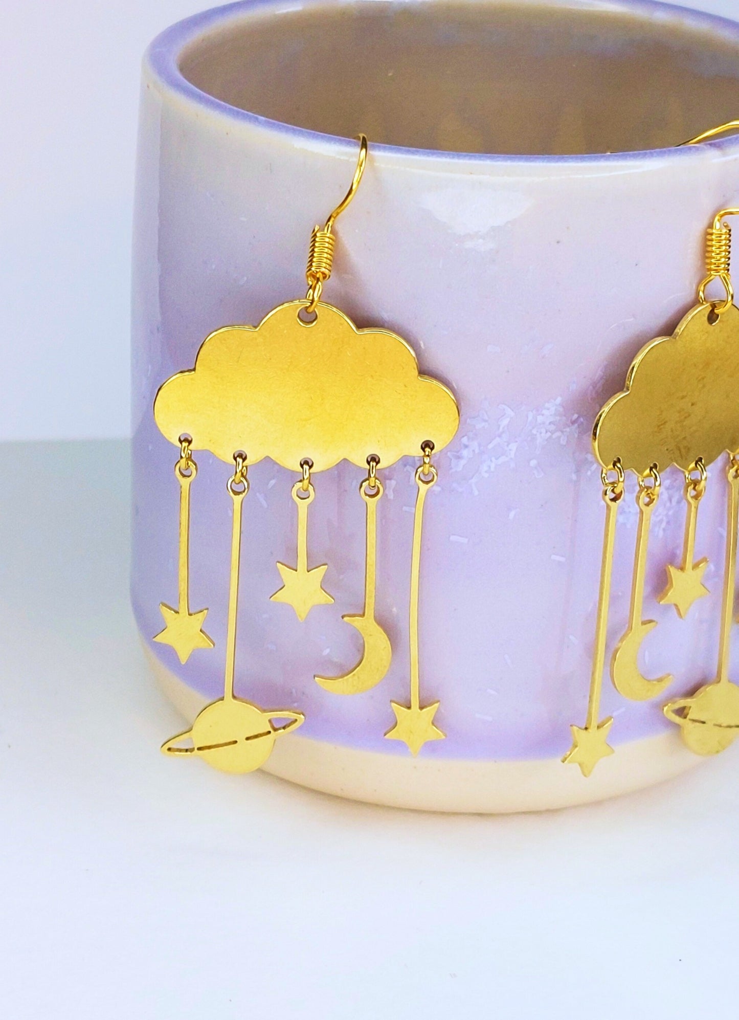 Celestial Cloud Earrings - gold or silver image 0