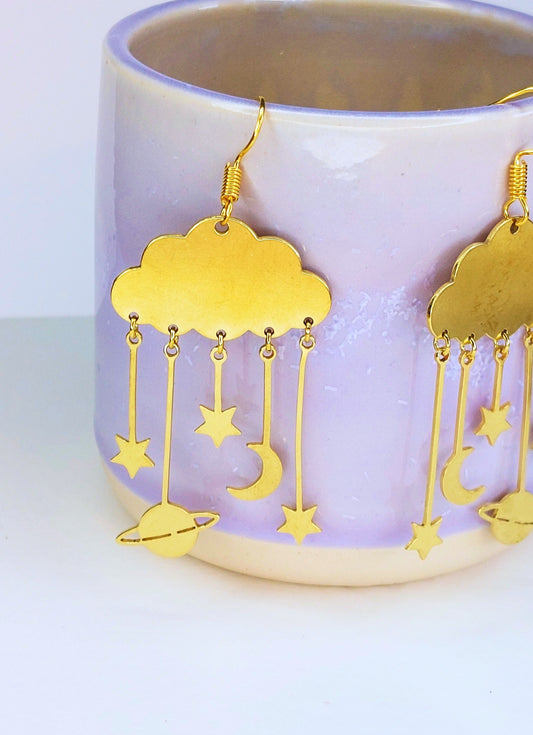 Celestial Cloud Earrings - gold or silver image 0