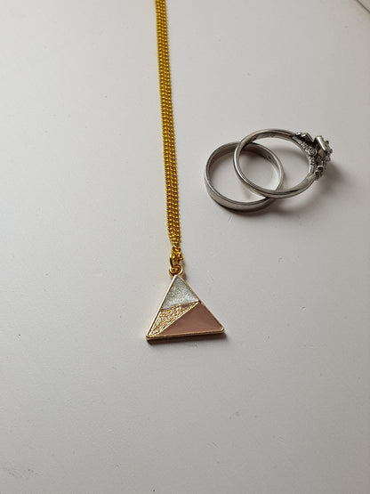Pink and Pearl Triangle Necklace image 1