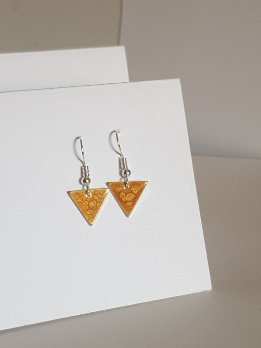 Yellow Triangle Drop Earrings - silver or gold image 1