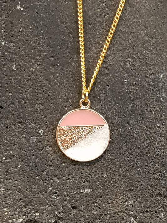 Pink and Pearl Circle Necklace image 0