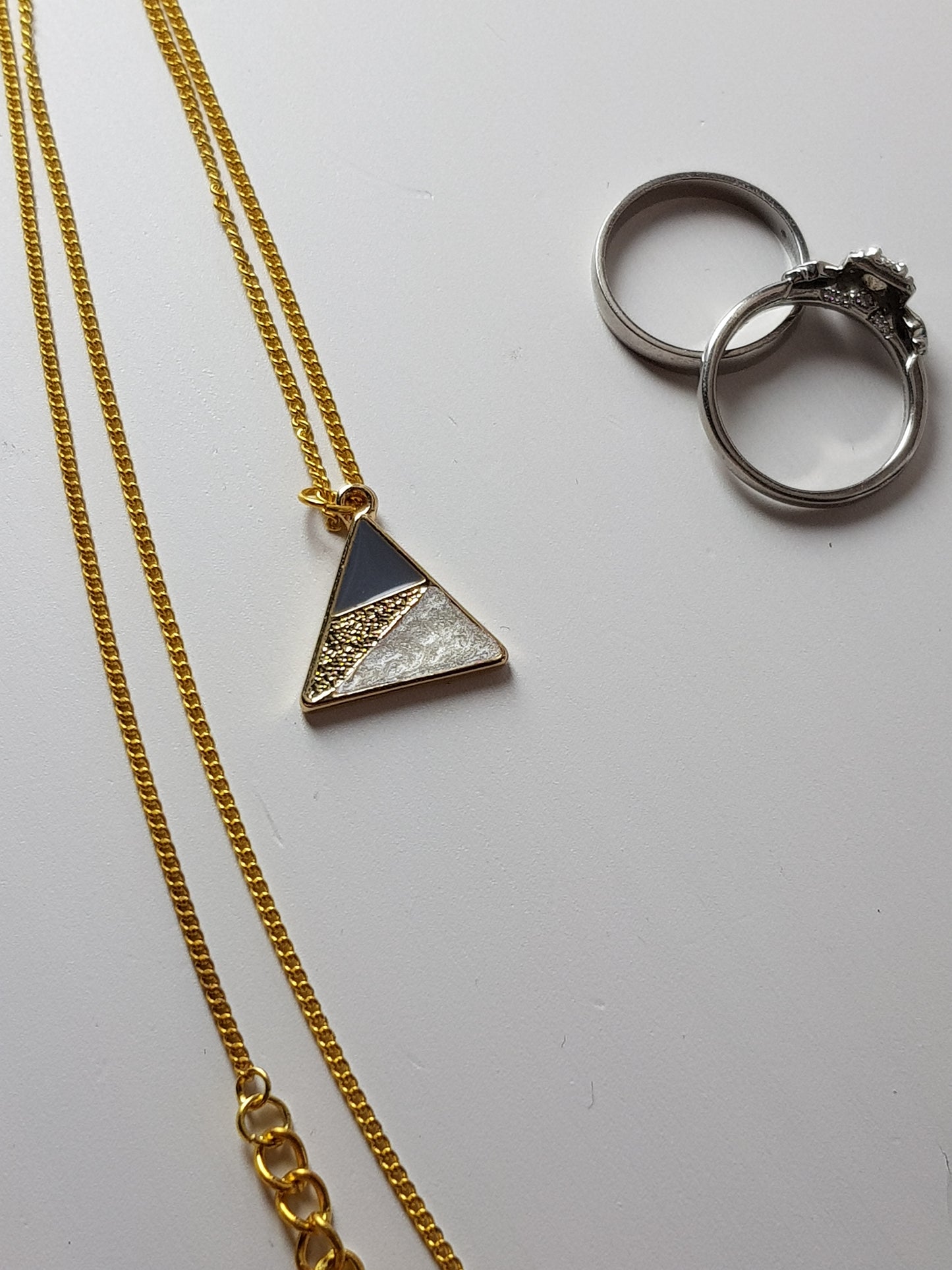 Blue and Pearl Triangle Necklace image 1