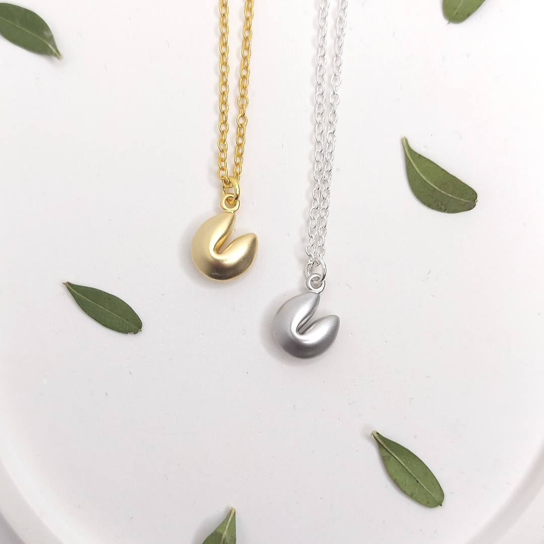 Fortune Cookie Necklaces - gold or silver image 0