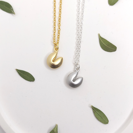 Fortune Cookie Necklaces - gold or silver image 0