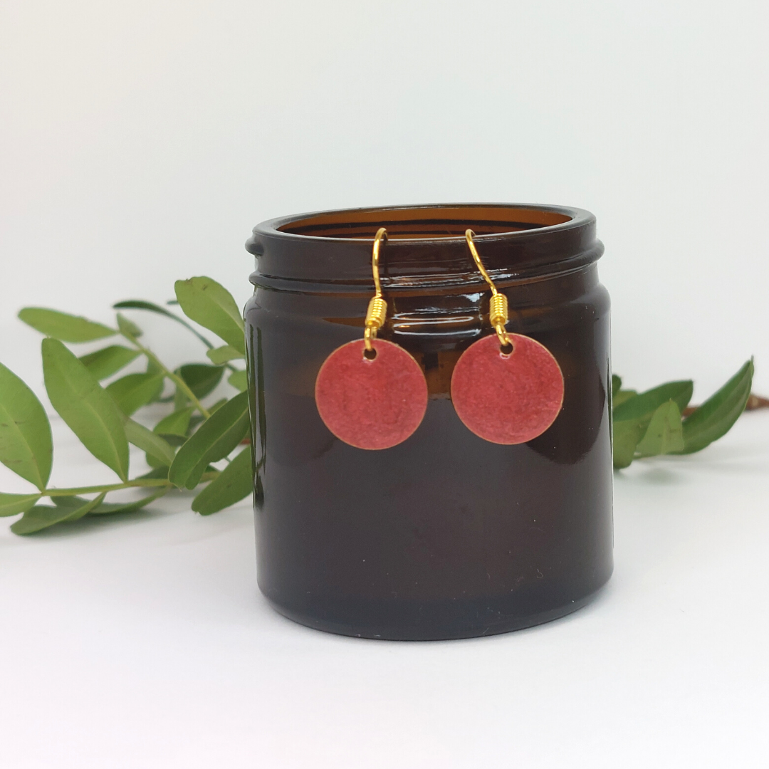 Red Round Earrings image 0