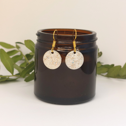 White Glitter Round Earrings image 0