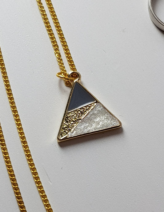Blue and Pearl Triangle Necklace image 0