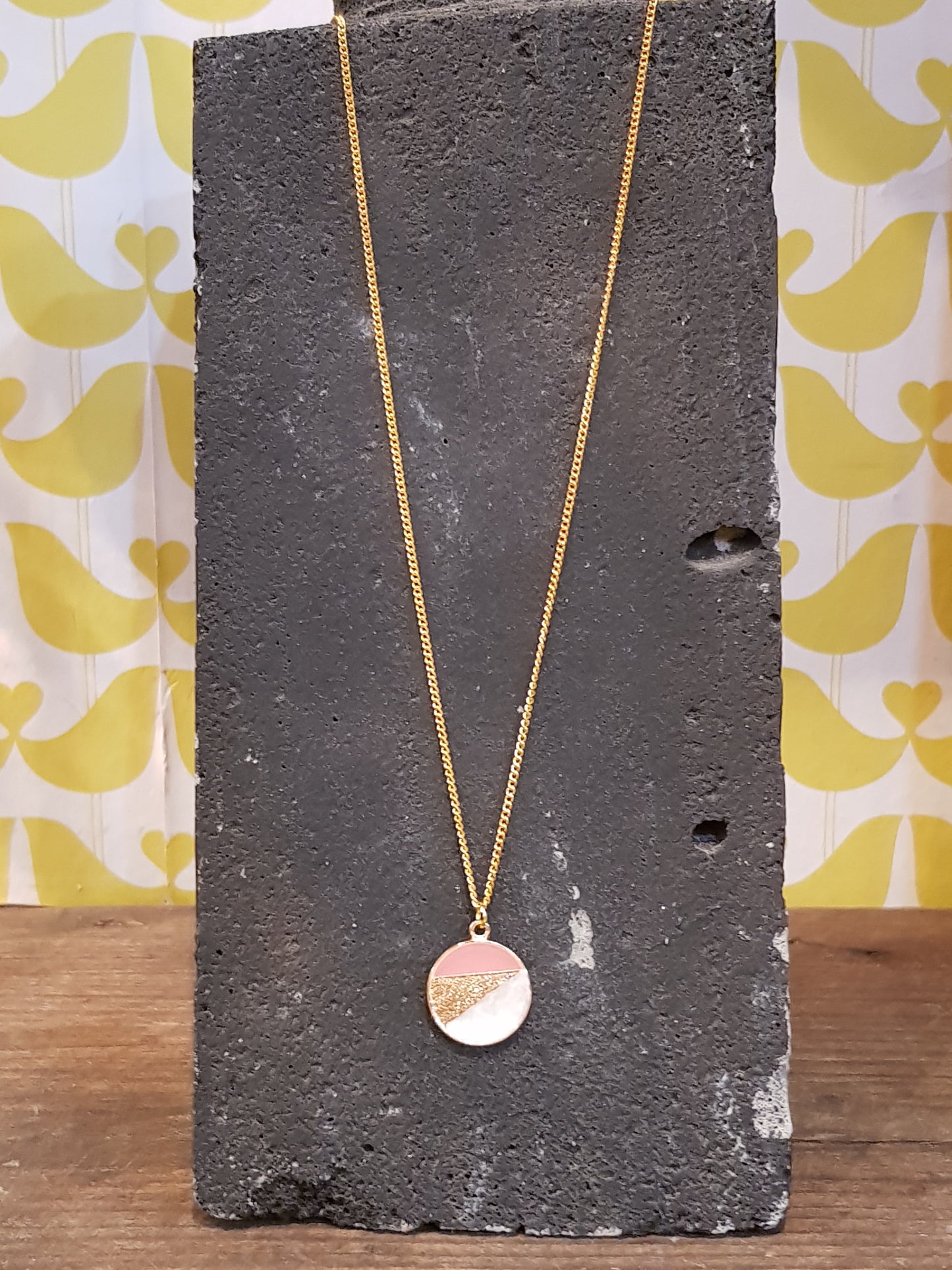 Pink and Pearl Circle Necklace image 1