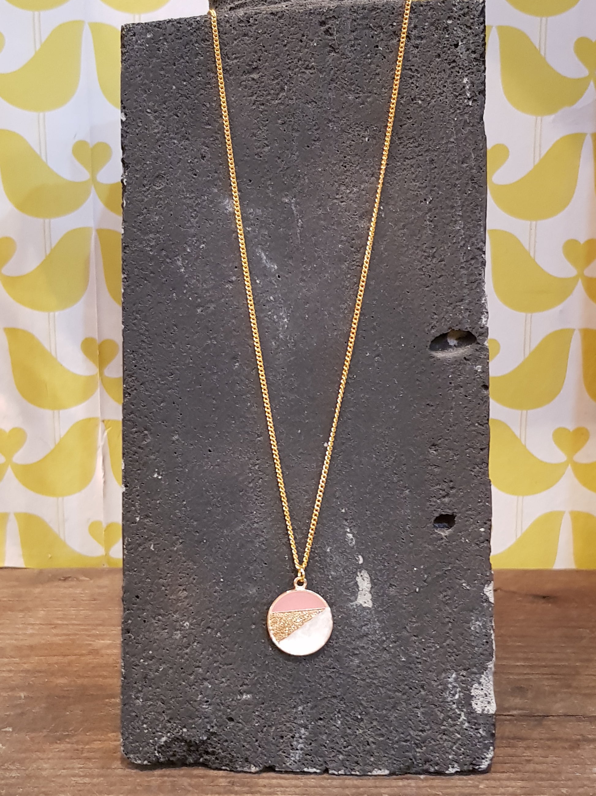 Pink and Pearl Circle Necklace image 1
