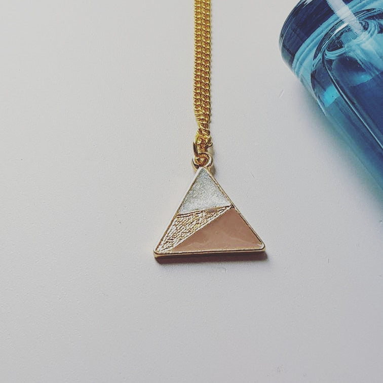 Pink and Pearl Triangle Necklace image 0