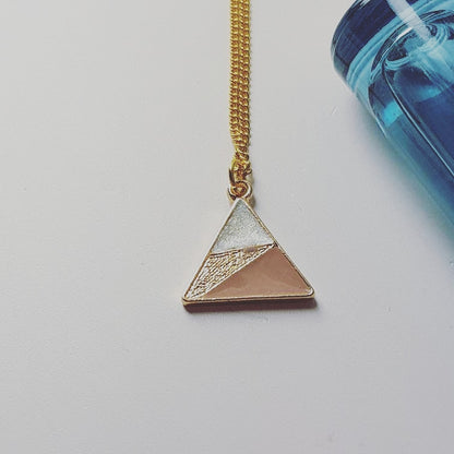 Pink and Pearl Triangle Necklace image 0