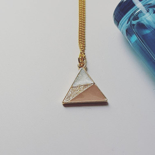 Pink and Pearl Triangle Necklace image 0