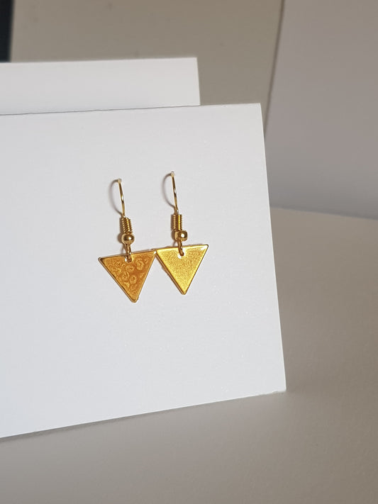 Yellow Triangle Drop Earrings - silver or gold image 0