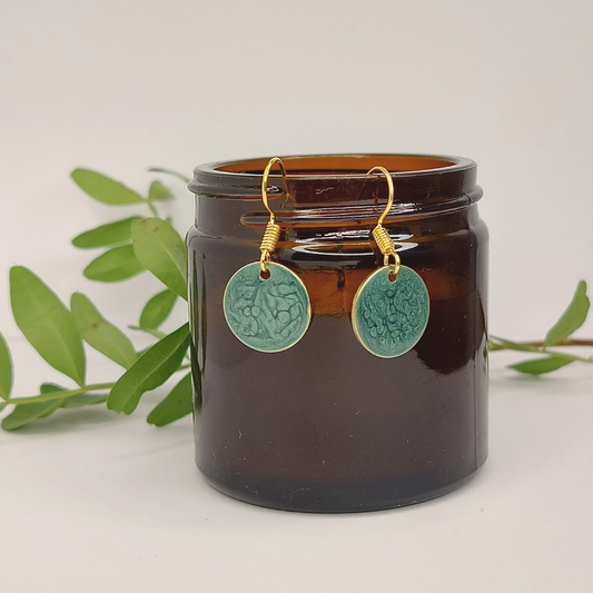 Dark Green Round Earrings image 0