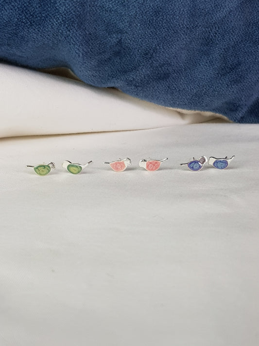 Enamel Bird Studs - 3 different colours image 0