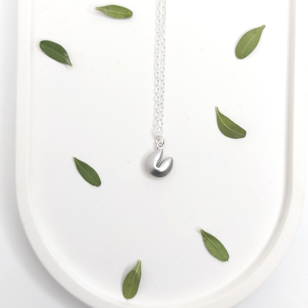 Fortune Cookie Necklaces - gold or silver image 1