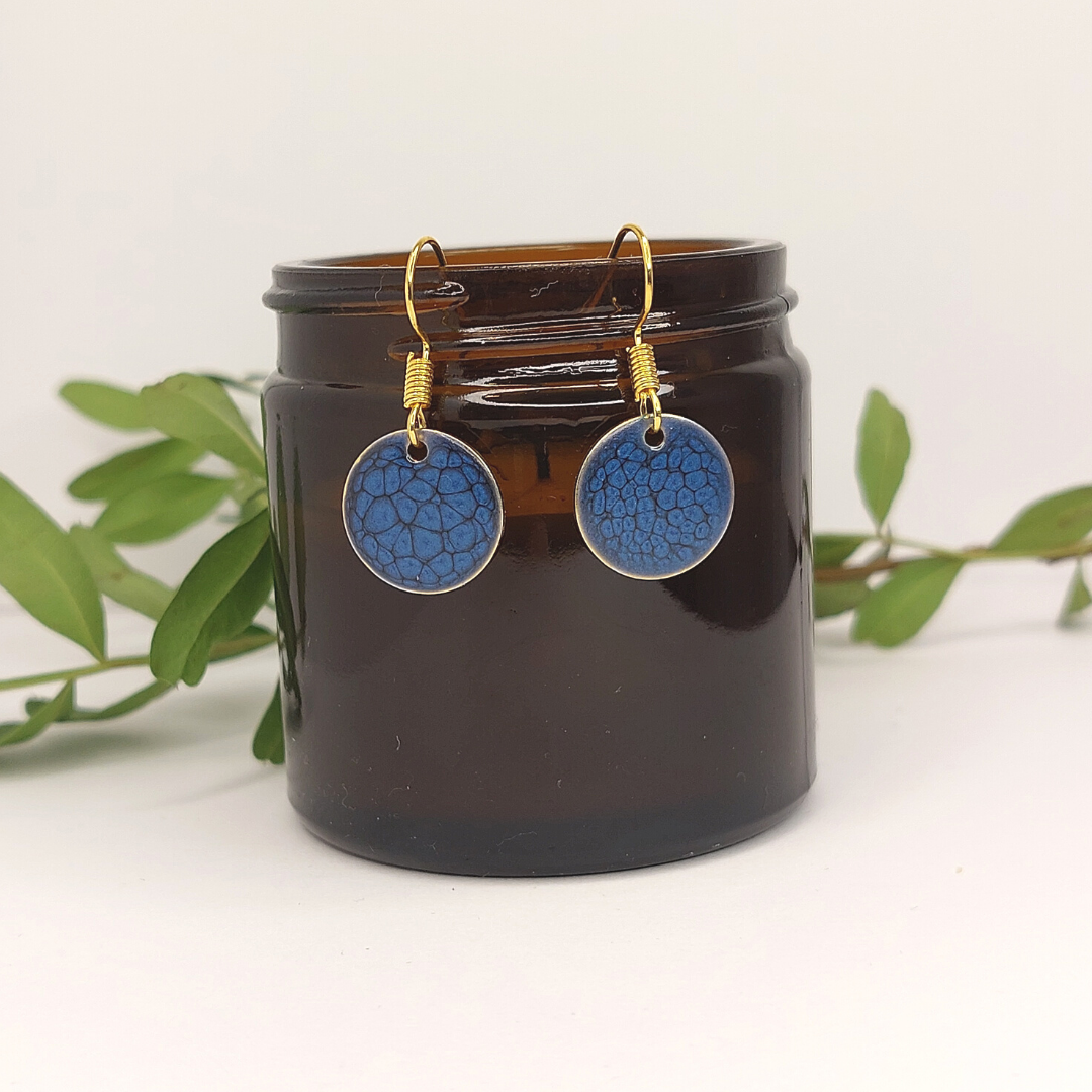 Dark Blue Round Earrings image 0